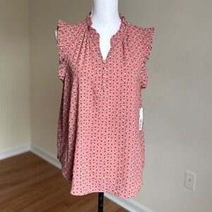 Mine Los Angeles Ruffle Sleeve Triangle Print Blouse M